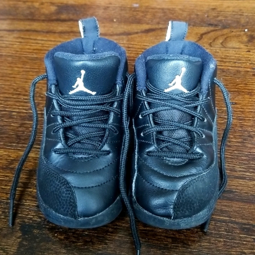 Air Jordan 12s All Black Size 8C Toddler Shoes